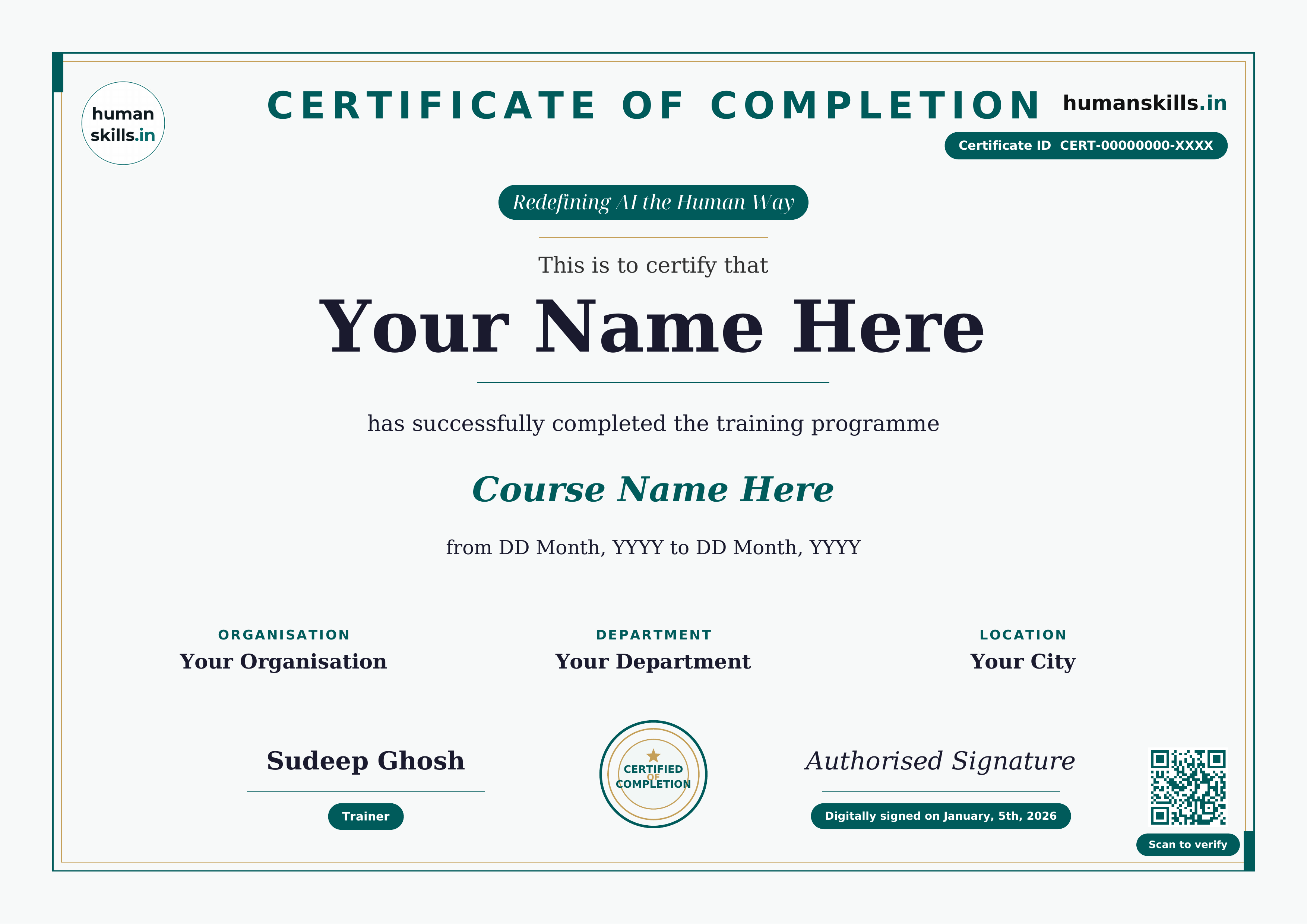 Sample Training Certificate